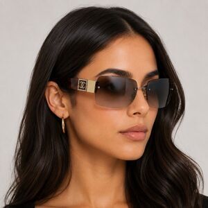 Chanel 4095-B Crystal CC Sunglasses Y2K Gold Brown Gradient Tortoise Authentic